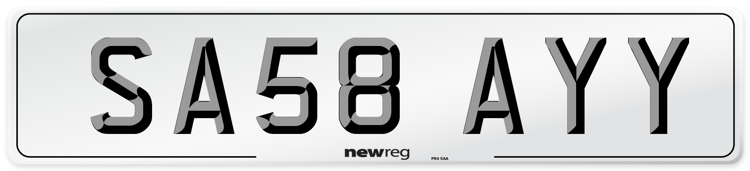 SA58 AYY Number Plate from New Reg